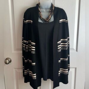SIENNA & SAGE BLACK AND CREAM STRIPE CARDIGAN XL NWT